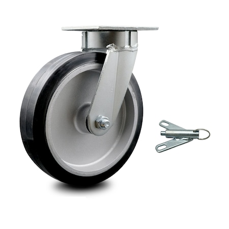 Service Caster 8 Inch Kingpinless Rubber on Aluminum Wheel Swivel Caster with Swivel Lock SCC SCC-KP30S820-RAR-BSL